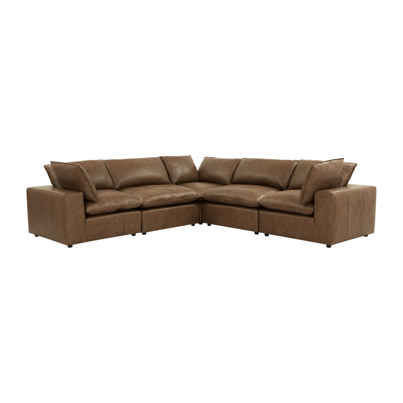 Hadleigh Brown Leather Modular L-sectional