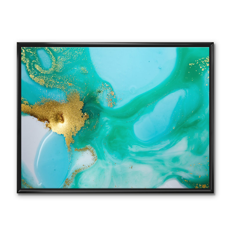 Marbré texture ondulée II - reproduction d'art sur toile, Toile avec cadre noir, H 24 po x l 32 po x P 1 po