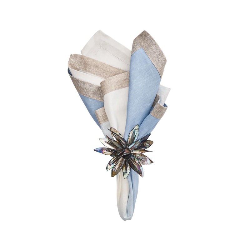 Dip Dye Linen Napkin, White/Periwinkle