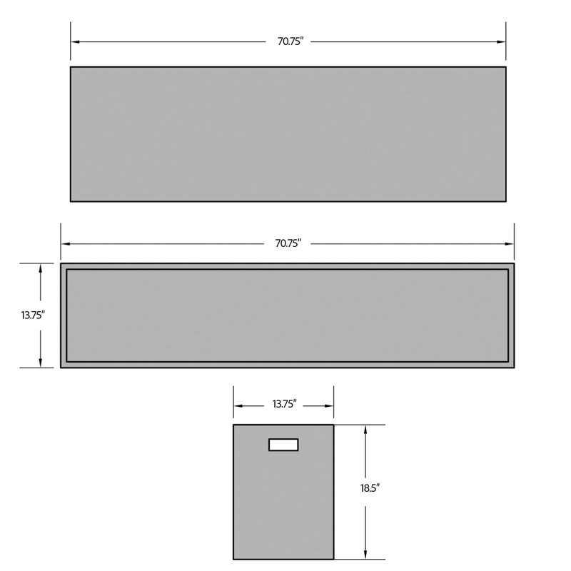 Kareen Concrete Bench, Ivory Terrazo, 18"H x 70.75" W x 14" D