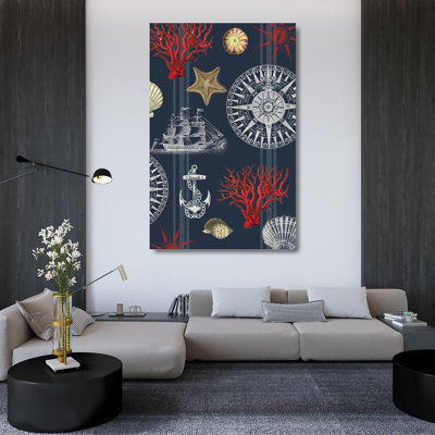 Breakwater Bay Allen, Candace Gallery Wrapped Canvas Art Titled: Nautical Main Navy