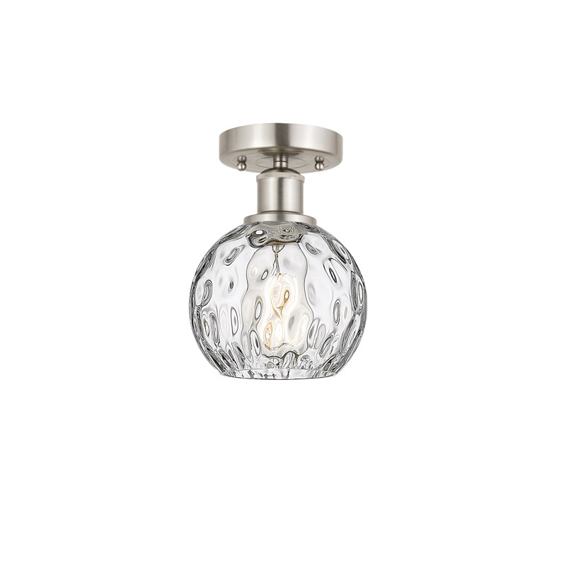 Plafonnier semi-encastré 1 lumière Cindi, H 8,13 po x l 6 po x P 6 po, Nickel satiné brossé