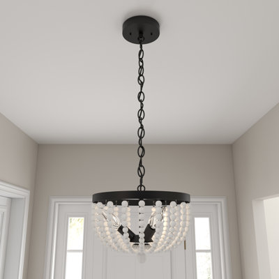 Recunz 3 - Light Dimmable Wood Beaded Dining Room Chandelier Pendant Light