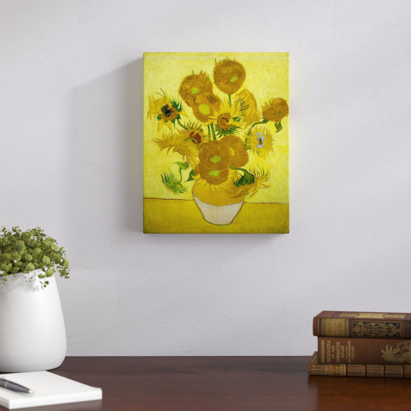 Vase With Fifteen Sunflowers by Vincent Van Gogh - Painting on Canvas, 31cm H x 25cm W