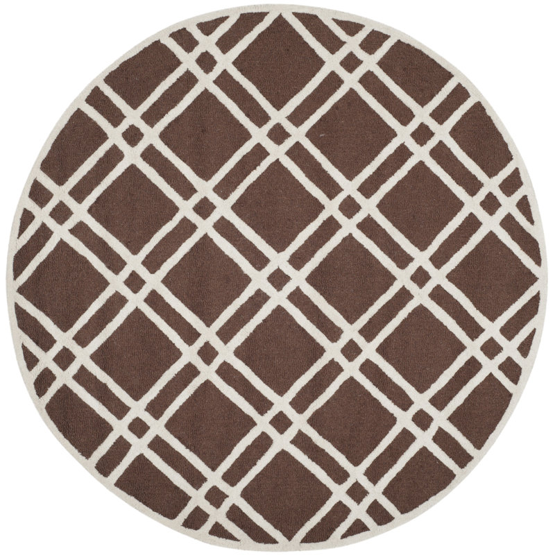 Ellicott Hand Tufted Wool Geometric Rug, Round 6'