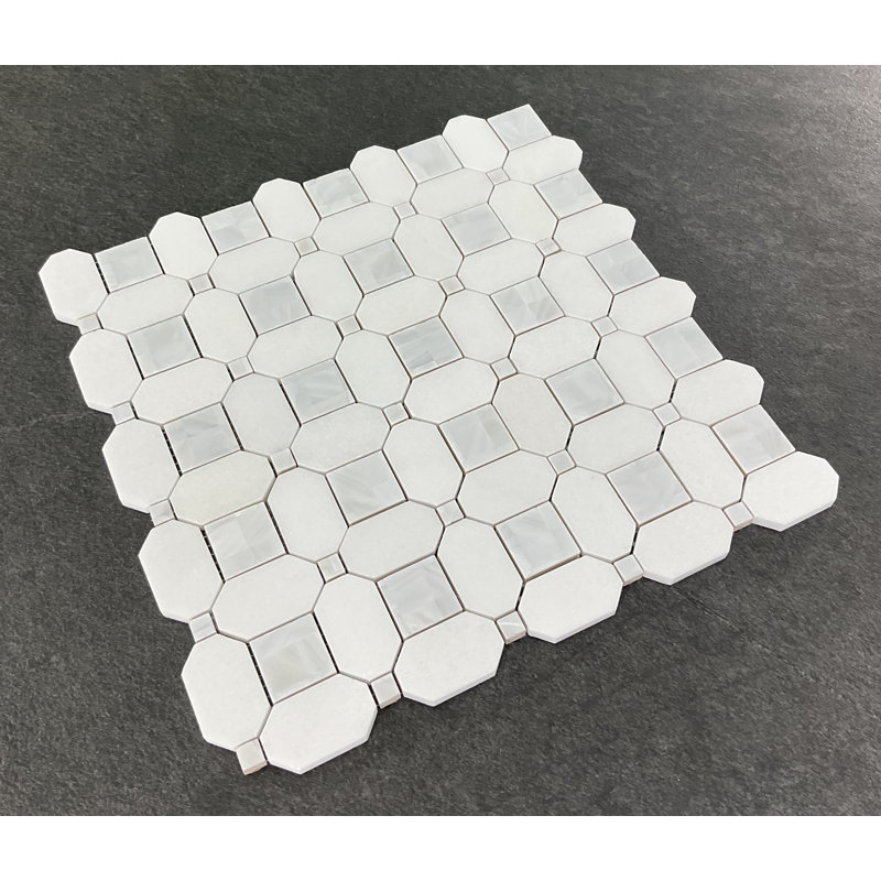 Carrelage mosaïque en marbre blanc Thassos