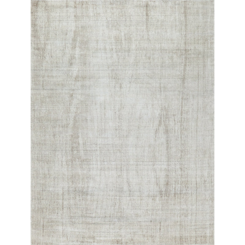 Cloud Hand Loomed Wool and Rayon From Bamboo Silk Ivory/Beige Area Rug, Rectangle 9' x 12'