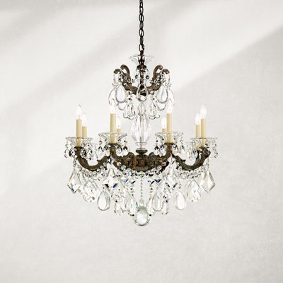 La Scala 8 Light 25in x 28.5in Chandelier in Florentine Bronze with Clear Radiance Crystals