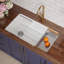 Évier de cuisine encastré en évier de cuisine l 33 po x l 19 po, évier de cuisine décalé, cuve simple encastrée blanche, installation double, 5 accessoires personnalisés inclus