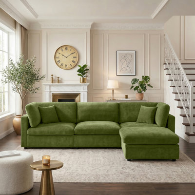 118.5” Oversized Cloud Modular Sectional Down Filled 4-Seater L Shape Sofa
