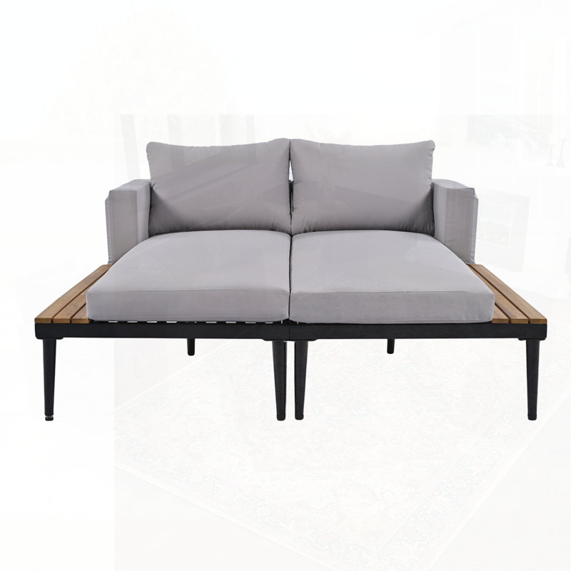 Méridienne double d'extérieur Vianette, Gris, Noir, noir, noir, noir