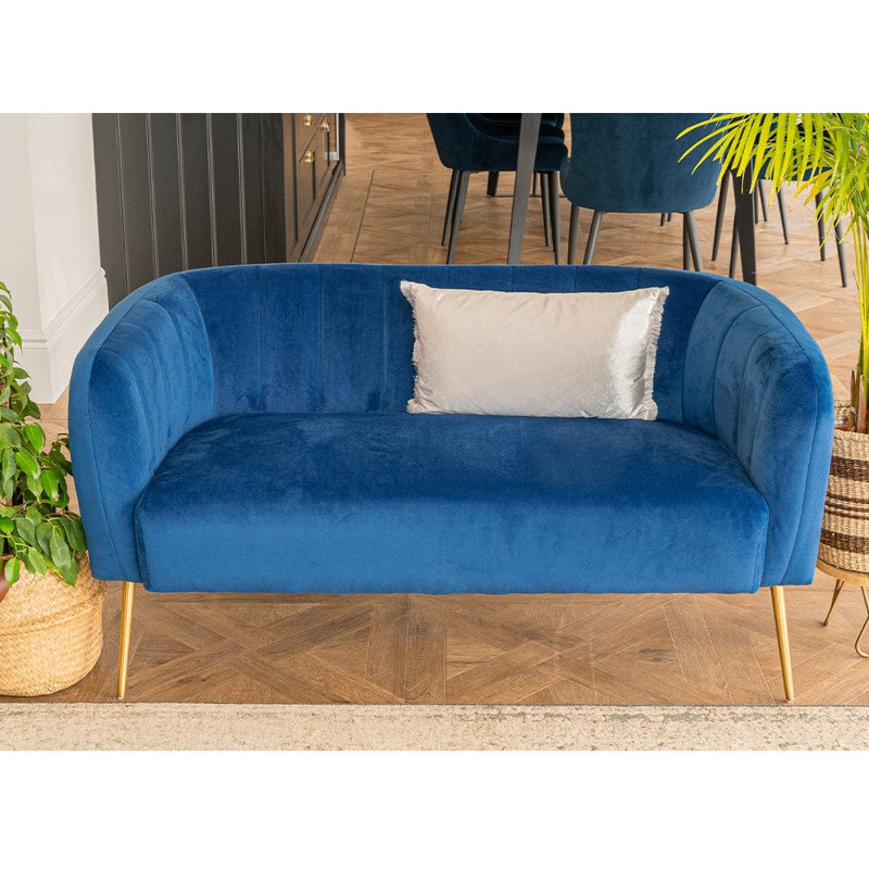 Bullock 2 Seater Velvet Loveseat, Blue