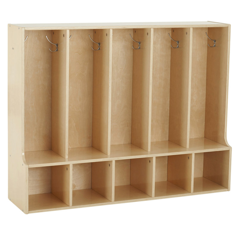 Natural Birch 5-Section Toddler Coat Locker with Bench