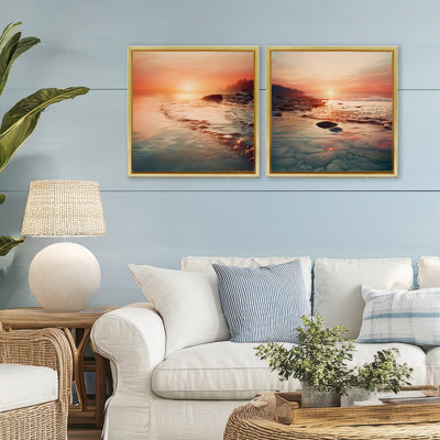 Ensemble de cadre flottant 2 pièces Warm Sunset Melody, design par Lazar Studio