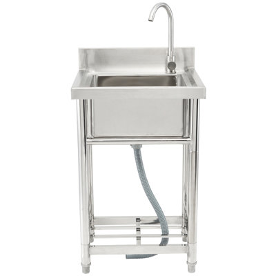 Stainless Steel Utility Sink, 1 Compartment Free Standing Small Sink Include Faucet & legs, 16 x 13 x 8.7 in Commercial Single Bowl Sinks for Garage, Restaurant, Kitchen, Laundry