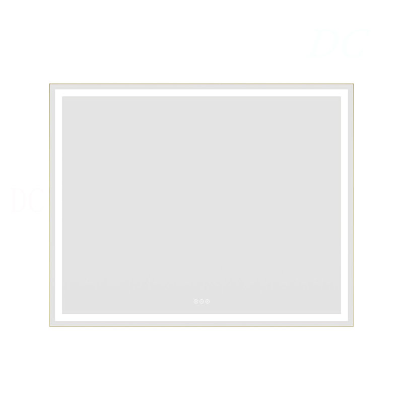 Miroir de salle de bain 60 po x 48 po à DEL avec façade et rétroéclairage, miroir de meuble-lavabo mural avec cadre en aluminium, antibuée, mémoire, 3 couleurs, gradation continue