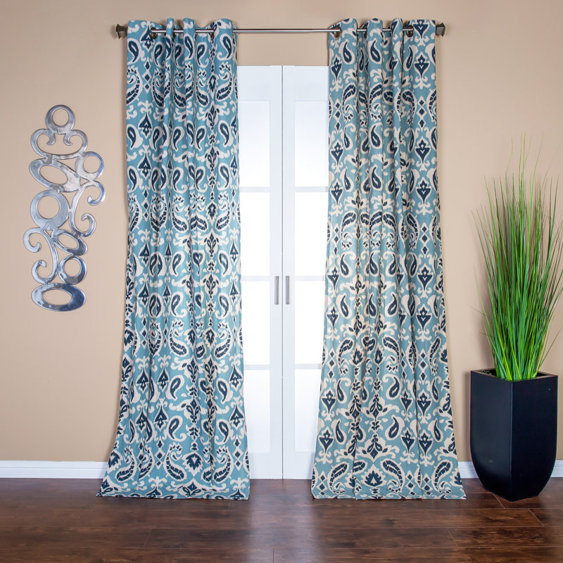 Harrell Semi Sheer Curtain Single Panel, Blue
