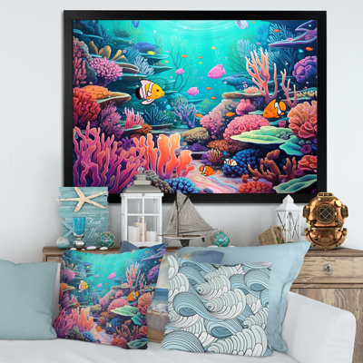 Kawaii Clownfish Coral Lansdscape I - Fish Canvas Wall Art