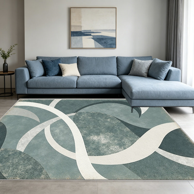 Sage Abstract Swirl carpet-easy to clean, machine-washable, soft and comfortable; suitable for door mats, kitchens, living rooms, bedrooms, corridors, and laundry areas. Easy to clean, durable carpet for home decoration.