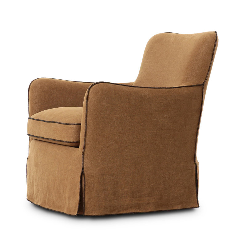 Devon Slipcover Swivel Chair-Broadway Dune, Broadway Gilt