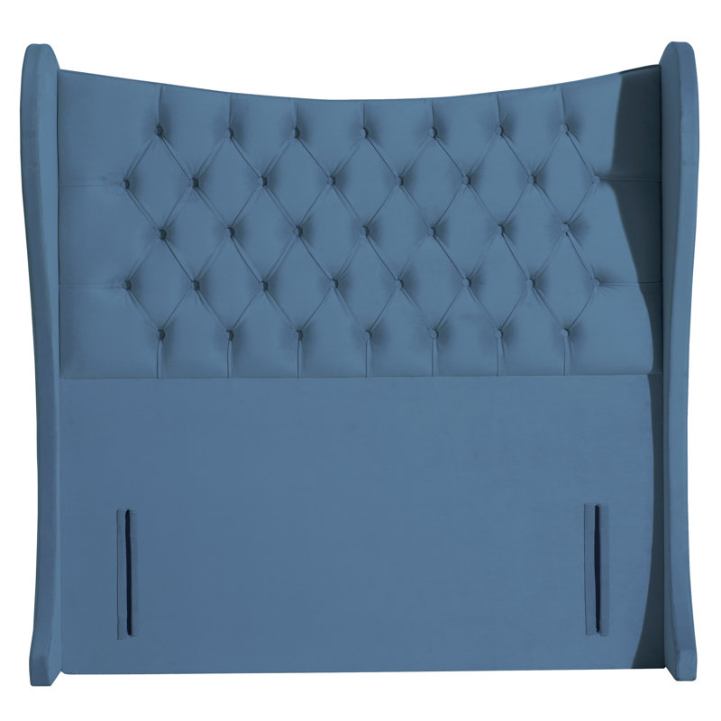 Carino Upholstered Velvet Headboard, Double (4'6), Blue