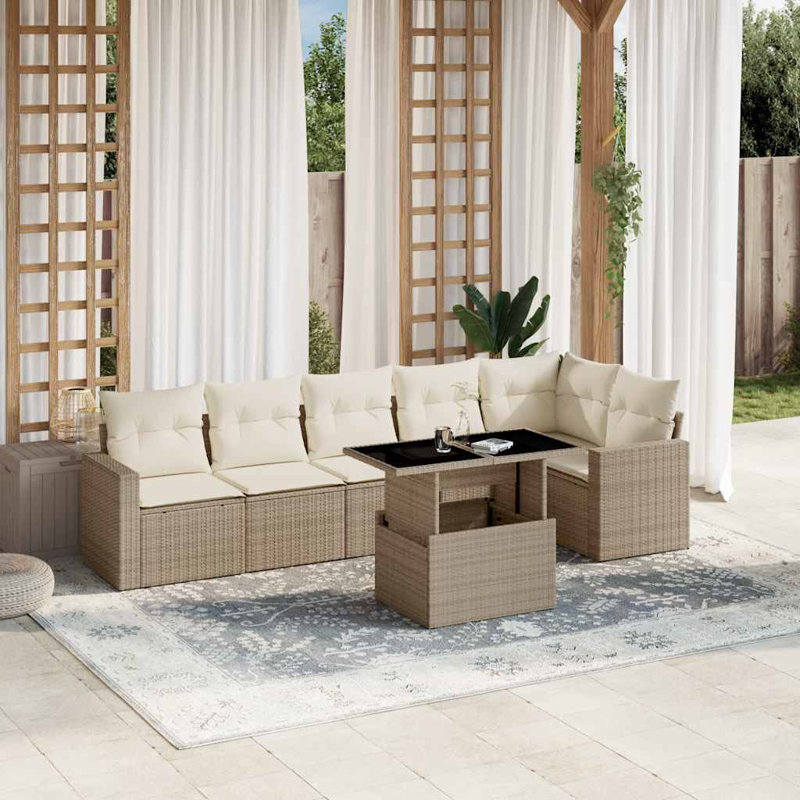 Ensemble de canapé de jardin en rotin PE Vidaxl, acier thermolaqué grand