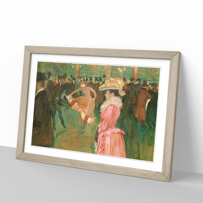 At the Cabaret Dance by Henri De Toulouse-Lautrec - Picture Frame Painting, 36cm H x 48cm W x 2cm D, Oak Framed