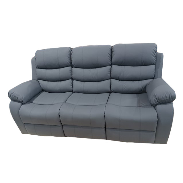Sybley 3 Seater Faux Leather Reclining Sofa, Grey
