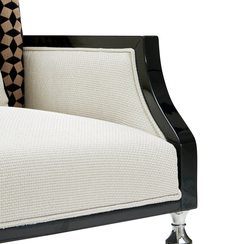 La Francaise 29'' Wide Armchair, Cream/Ivory/Black Polyester Blend