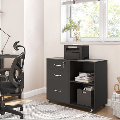 3 -Drawer 2- Shelf Mobile Filing Cabinet