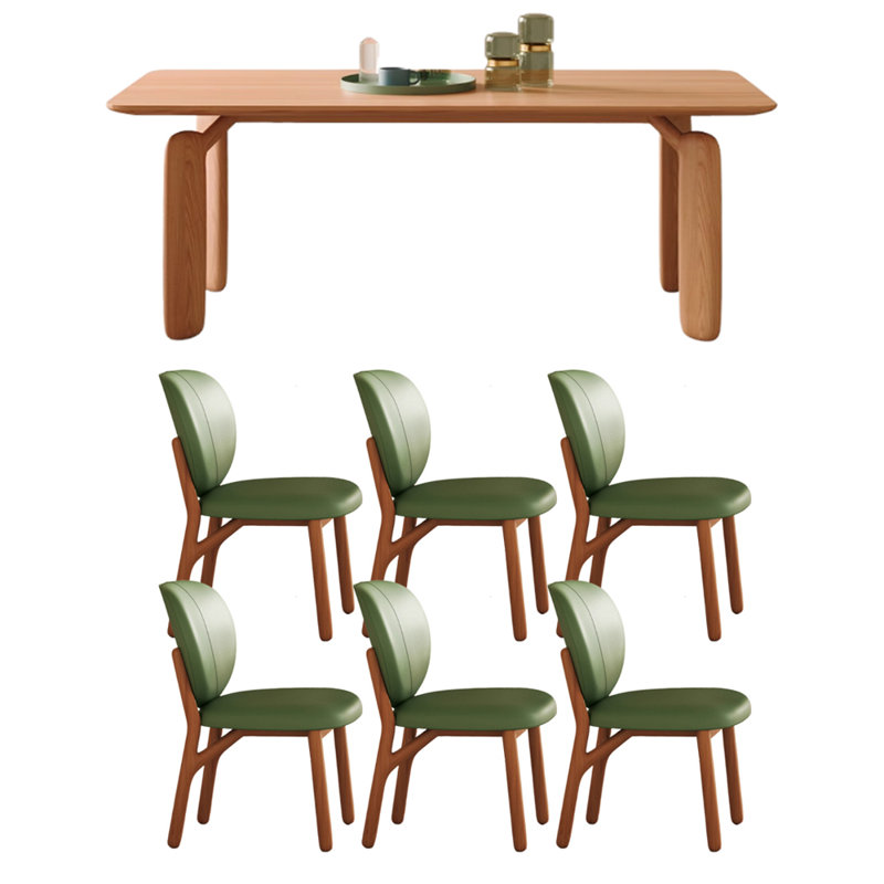 Log Style Premium Cherry Wood Dining Table Set