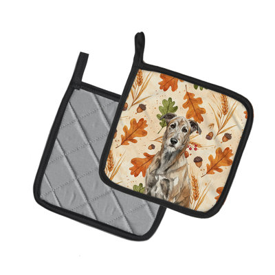 Brindle Irish Wolfhound Heirloom Fall Pair of Pot Holders