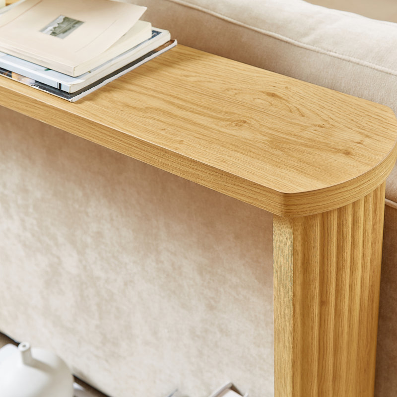 Console en bois ondulé de 70,1 pouces avec rangement en bois, idéale pour les espaces étroits et les décors modernes