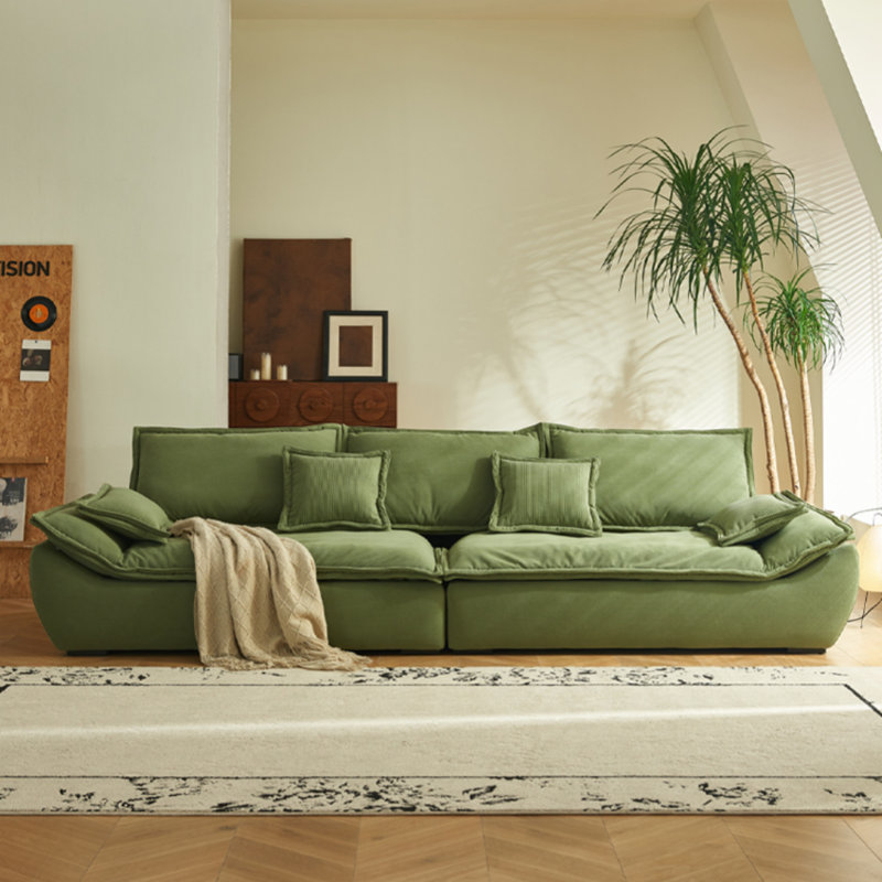 Modern Minimalist Corduroy Green Sofa