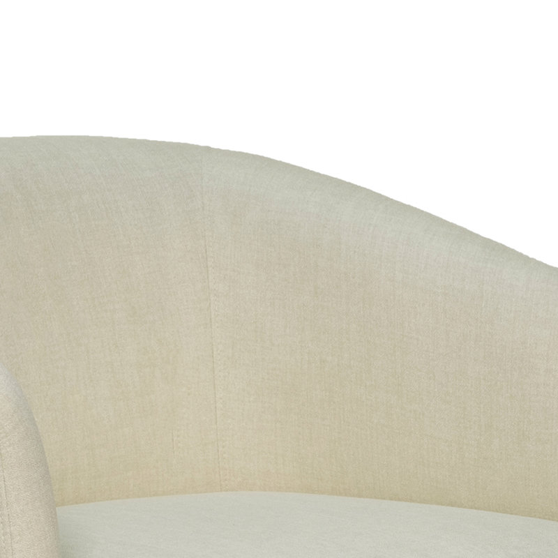 Beige Performance Fabric Swivel Barrel Chair with Wooden Base