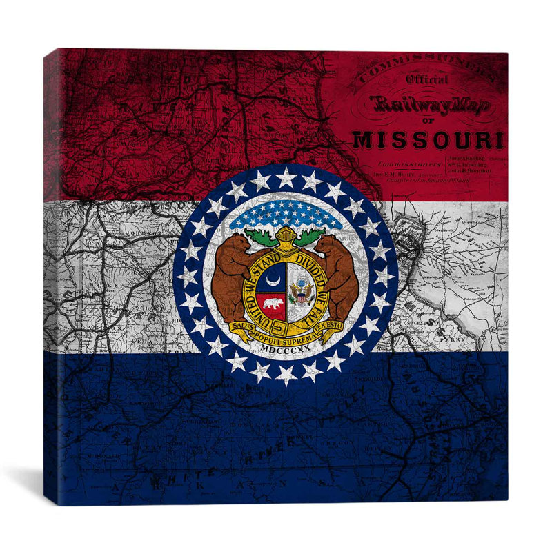 Drapeau missouri, grunge rétro carte sur toile, H 37 po x l 37 po x P 1,5 po