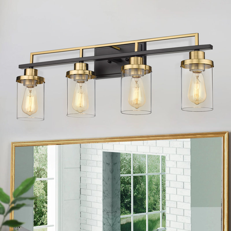 Dimmable Vanity Light, Matte Black/Gold, 4