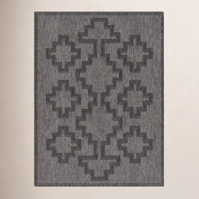 Ava Charcoal Moroccan Outdoor Rug