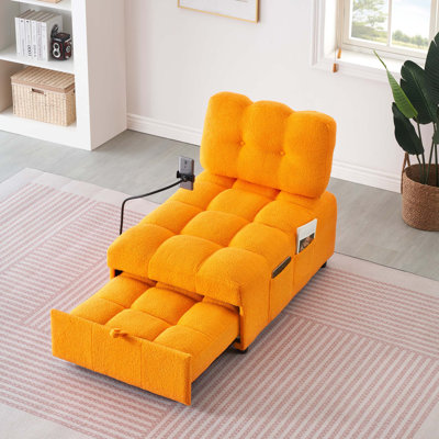 Un canapé convertible en tissu de 40,20 pouces de long, un canapé-lit convertible, pour le bureau d'un salon - orange
