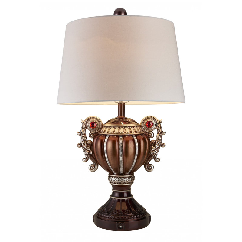 Tall Bronze Urn Shaped Table Lamp, Brown/Gold, On/Off Switch