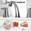 Robinet de lavabo de salle de bain 2 pièces 3 trous avec bonde escamotable en acier inoxydable et boyau d'arrosage, argent brossé-103110554