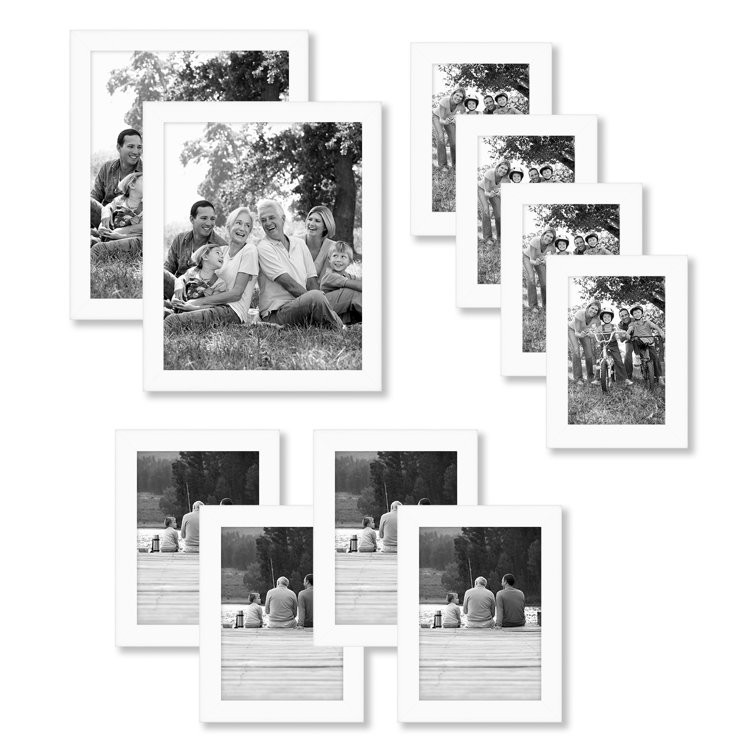 4x6 Picture Frame Set of 4, White Frames for 4 by 6 Photos with Mat, Wall and Tabletop Display, Size: 4 x 6