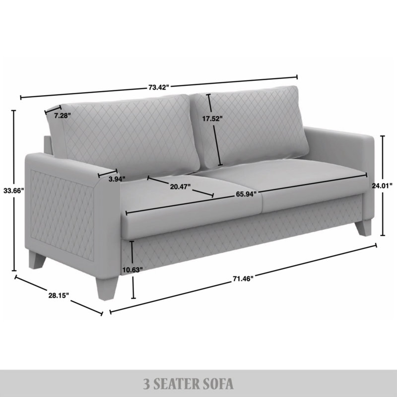 Elegant Velvet Upholstered 3-Seater Sofa