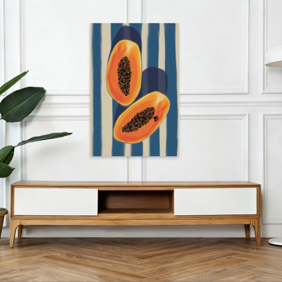 «Tropical Papaya Halves Vibrant Fruit Summer», reproduction d'art murale