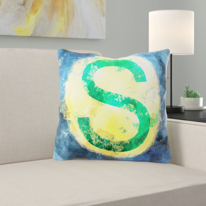 Coussin décoratif aquarelle Munguia, Microsuède, Intérieur