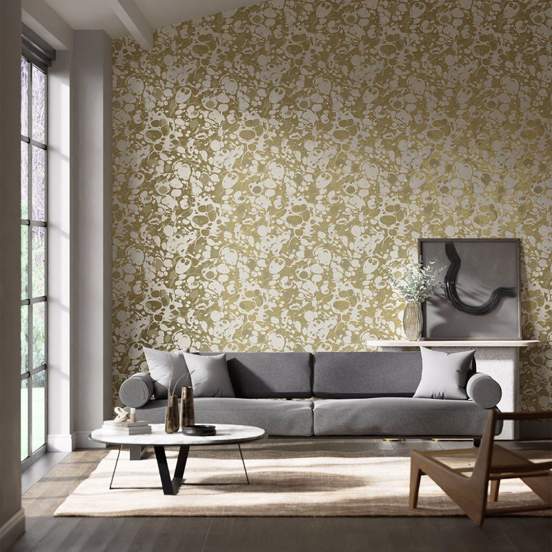 Marble 10.05m x 68.6cm Wallpaper Roll, Incense/Soft Focus/Gold