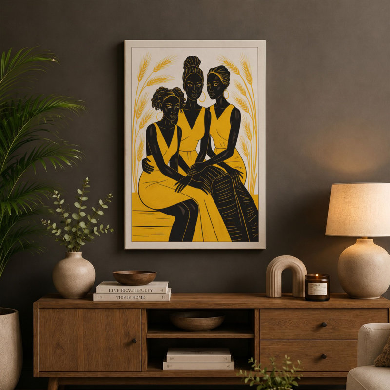 Wheat and Devotion Graphic 1 Piece Wrapped Canvas Wall Art, 30x20 - 76.2 x 50.8 cm, Terracotta Border