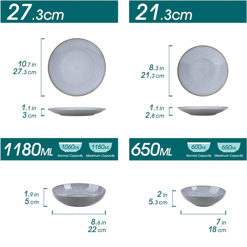 Vancasso Dinnerware - Set of 32, Grey