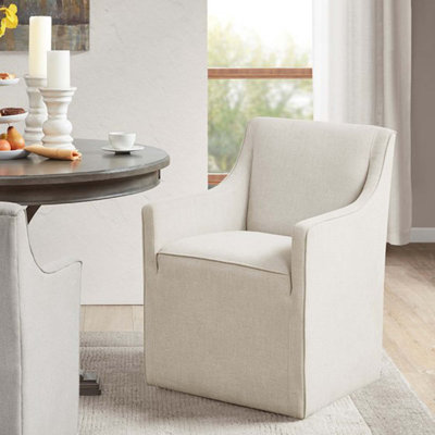 Chaise avec accoudoirs à roulettes avec jupe