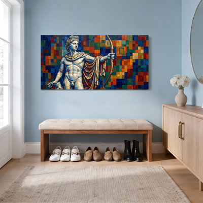 Mosaïque de dieu grec avec arc et flèche, reproduction d'art sur toile tendue sur toile, ensemble de 1